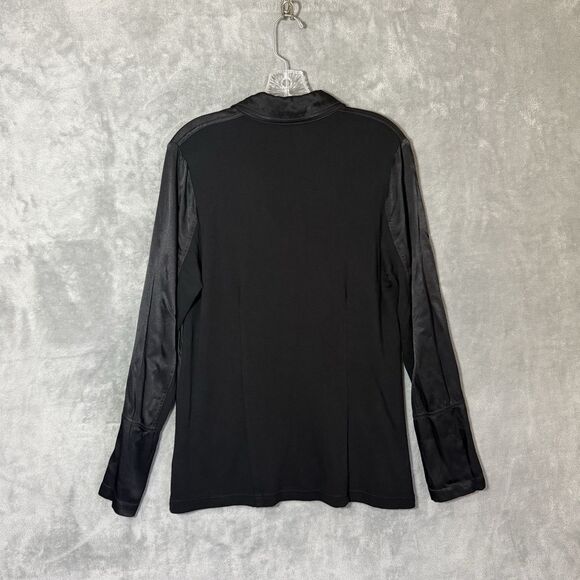 XCVI Blazer Jacket Women Small Satin Finish Black Button Long Sleeve Minimalist - Picture 4 of 8